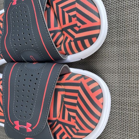 Under Armour Ignite 4D Foam Slides Men’s Size 10 Orange Black Geometric Comfy main image 7